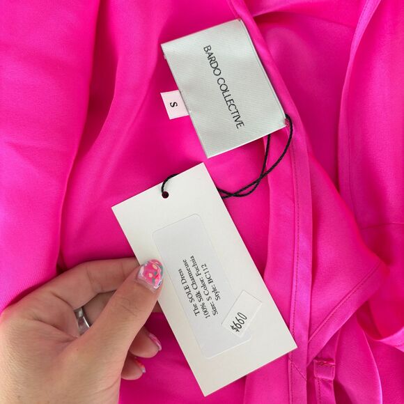 Bardo Collective Sleeveless V-Neck Silky Tank Slip Maxi Dress Fuchsia Small - Picture 7 of 10